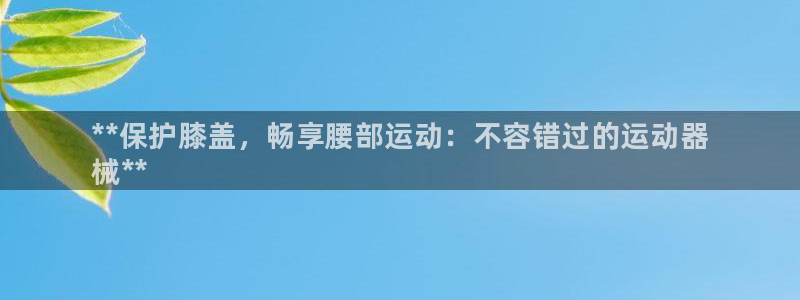尊龙 中国：**保护膝盖，畅享腰部运动：不容错过的运动器
械